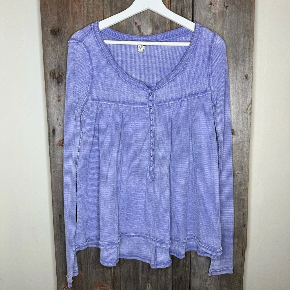 Free People Kai Henley Thermal Top in Purple XS